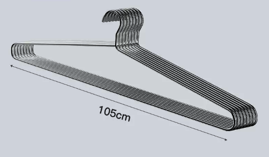 新款(5個裝)實心不銹鋼晾衣架(尺寸:長105CM，直徑6.2MM)