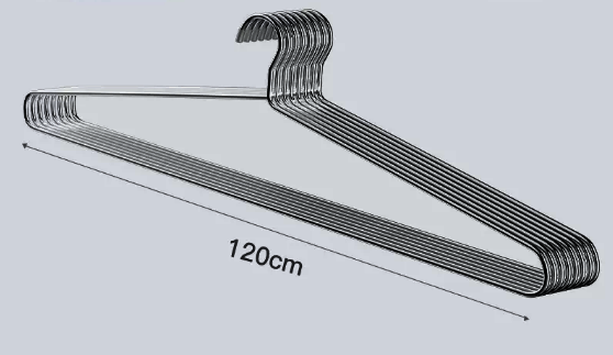 新款(5個裝)實心不銹鋼晾衣架(尺寸:長120CM，直徑7.2MM)