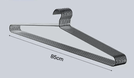 新款(5個裝)實心不銹鋼晾衣架(尺寸:長85CM，直徑6.2MM)