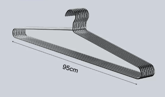 新款(5個裝)實心不銹鋼晾衣架(尺寸:長95CM，直徑7.2MM)
