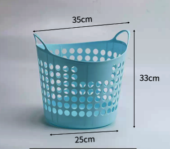 New large-capacity hollow storage basket (medium blue) (size: 25*33*35CM)