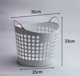 New large-capacity hollow storage basket (white medium size) (size: 25*33*35CM)