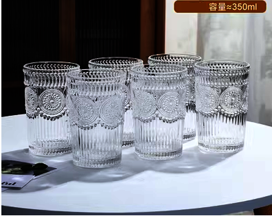 熱推太陽花玻璃水杯(規格:  太陽花高杯6只裝）
