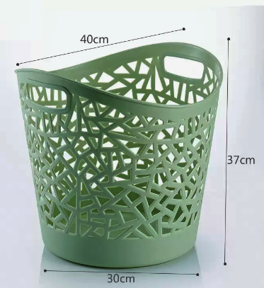 Hot recommended large-capacity hollow storage basket (Nordic green) (size: 30*37*40CM)