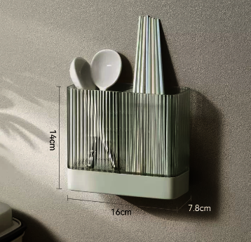 熱推廚房壁掛式筷子籠(綠色)(尺寸:16*7.8*14CM)