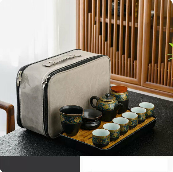 爆款戶外便攜式茶具套裝【暗香《茶壺》12件套】