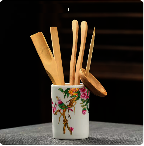 New ceramic tea set accessories tea ceremony Nanzhu Six Gentlemen Set (Xishang Meishao jar) height 8.3CM width 6CM