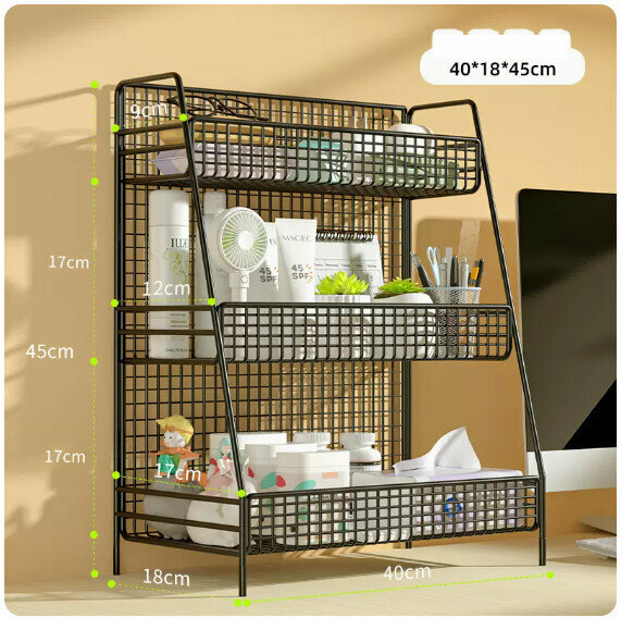 新款收納置物架【三層黑色大號】 