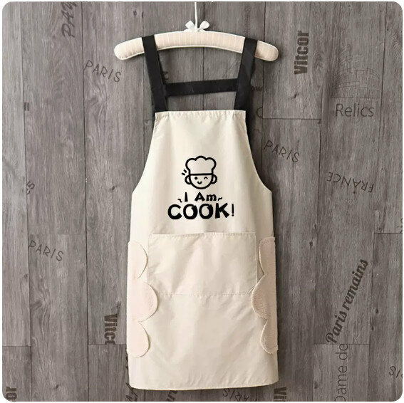 新款時尚圍裙【擦手防水背帶字母COOK