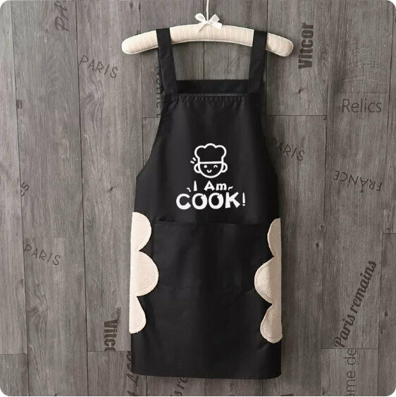新款時尚圍裙【擦手防水背帶字母COOK