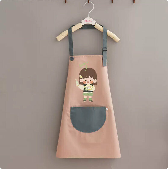 熱賣兒童圍裙【兒童掛脖粉配藍女孩刷碗小碼】【規格：50*45CM】