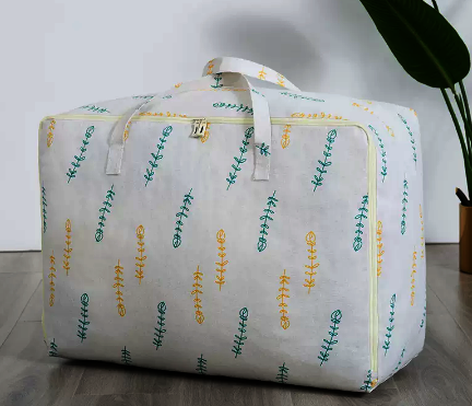 Hot selling large capacity clothing and quilt storage bag (simple leaves) (size: 58*37*23CM)