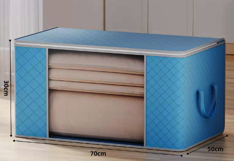 Hot selling large capacity clothing and quilt storage bag (extra large horizontal style blue) (size: 70*50*30CM)