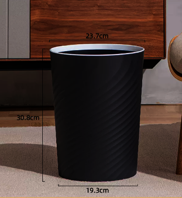 Hot selling lidless plastic trash can (medium size - black) (size: 19.3*30.8*23.7CM)