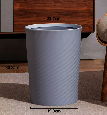 Hot selling lidless plastic trash can (medium - gray) (size: 19.3*30.8*23.7CM)