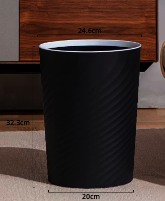 Hot selling lidless plastic trash can (large size - black) (size: 20*32.3*24.6CM)
