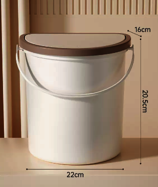 熱賣衛生間壁掛垃圾桶(米白色)(尺寸:6L-22*20.5*16CM)
