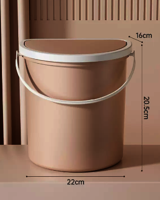 熱賣衛生間壁掛垃圾桶(卡其色)(尺寸:6L-22*20.5*16CM)