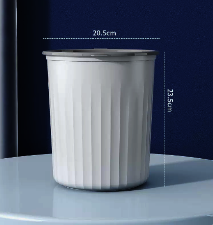 Hot selling lidless striped rim trash can (white small size) (size: 23.5*20.5CM)
