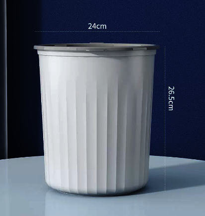 Hot selling lidless striped rim trash can (white medium size) (size: 26.5*24CM)