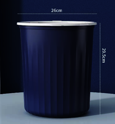 Hot selling lidless striped rim trash can (blue large) (size: 29.5*26CM)