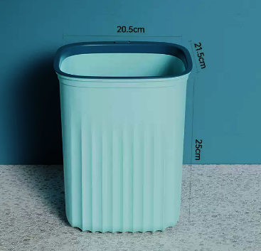 Hot selling lidless striped circle square trash can (blue) (size: 8L-25*21.5*20.5CM)
