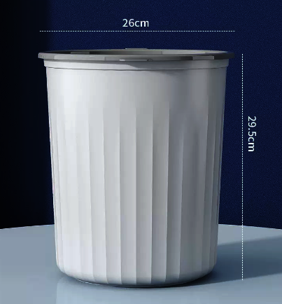 Hot selling lidless striped rim trash can (white large) (size: 29.5*26CM)