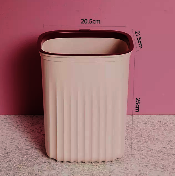 Hot selling lidless square striped trash can (pink) (size: 8L-25*21.5*20.5CM)