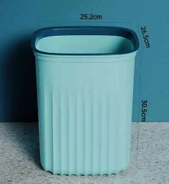 Hot selling lidless striped circle square trash can (blue) (size: 14L-30.5*26.5*25.2CM)