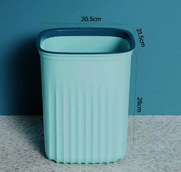 Hot selling lidless square striped trash can (blue) (size: 12L-28*21.5*20.5CM)