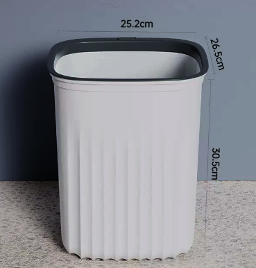 Hot selling lidless square striped trash can (white) (size: 14L-30.5*26.5*25.2CM)