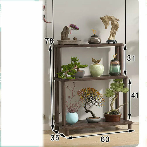 Hot selling wooden floor-standing flower stand (staircase flower stand [walnut color] three layers)