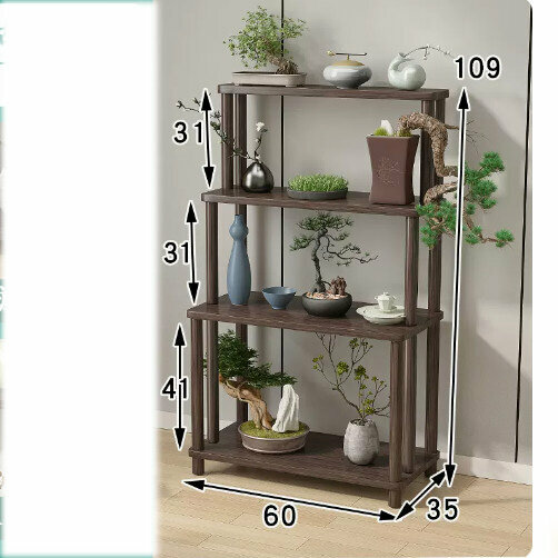 Hot selling wooden floor-standing flower stand (staircase flower stand [walnut color] four layers)