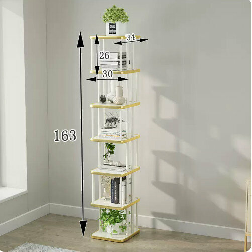 Hot selling wooden floor-standing flower stand (display stand 7 layers, one upside-down two-color [white/blue])