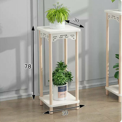 Hot selling wooden floor-standing flower stand (wooden lotus corner table [medium size] Nordic white)