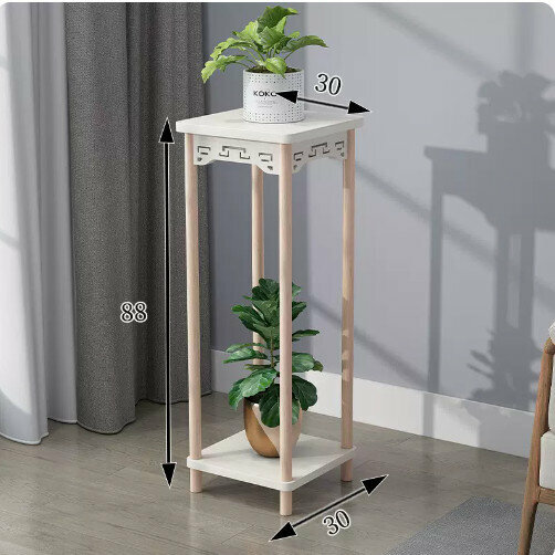 Hot selling wooden floor-standing flower stand (wooden lotus corner table [large size] Nordic white)