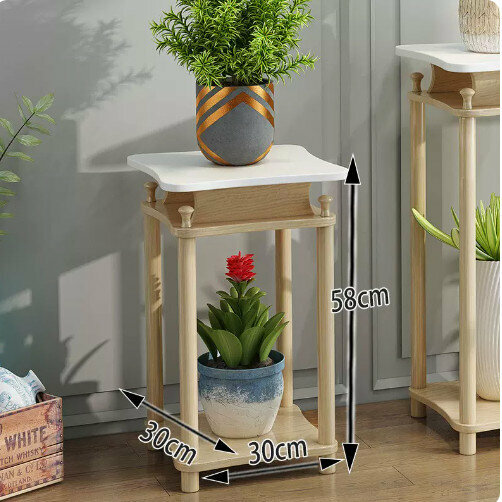 Hot selling wooden floor-standing flower stand (Lanchen No. 1 [Small] [Nordic White])
