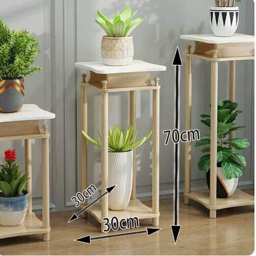 Hot selling wooden floor-standing flower stand (Lanchen No. 1 [Medium] [Nordic White])