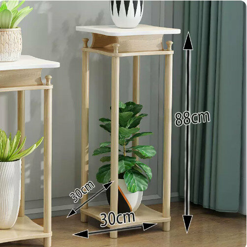 Hot selling wooden floor-standing flower stand (Lanchen No. 1 [Large] [Nordic White])