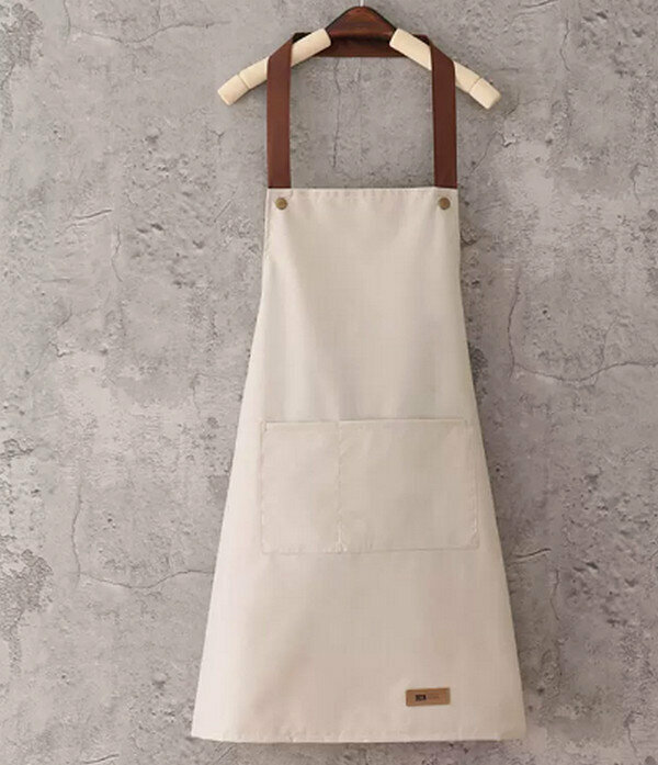 Hot Selling Waterproof Halter Neck Button-Pure Rice-Simple One Size Apron
