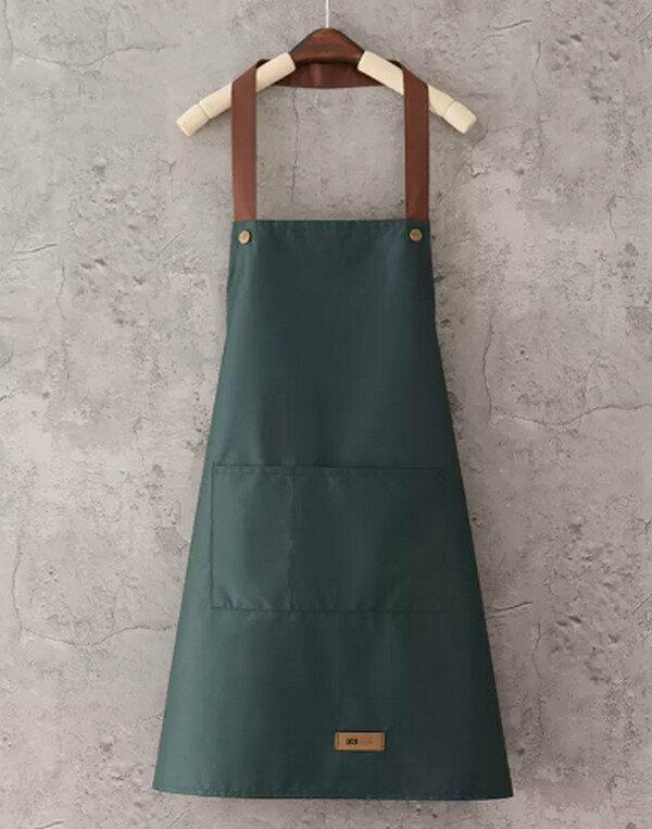 Hot Selling Waterproof Halter Neck Button-Pure Green-Simple One Size Apron
