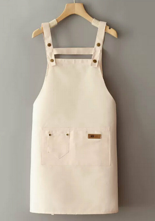 Hot selling simple one-size-fits-all apron-canvas stitching-straps-pure beige