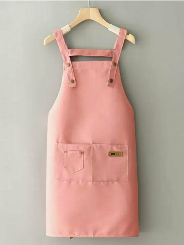 Hot selling simple one-size-fits-all apron-canvas stitching-straps-pure pink