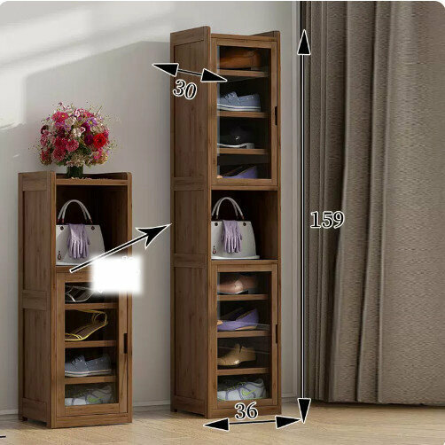 Hot Selling Domestic Shoe Storage Rack (Ten Layers of Transparent Door Shoe Cabinet (Brown))
