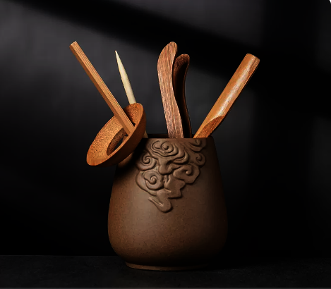Hot Selling Ceramic Tea Set Accessories Tea Ceremony Nanzhu Six Gentlemen Set (Coarse Pottery Xiangyun) Height 9.5CM Width 8.5CM