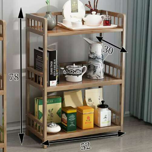Hot selling wooden storage rack (3 layers, unpainted brown, length 50)