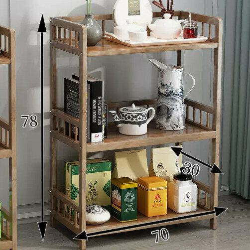Hot selling wooden storage rack (3 layers, unpainted brown, length 70)