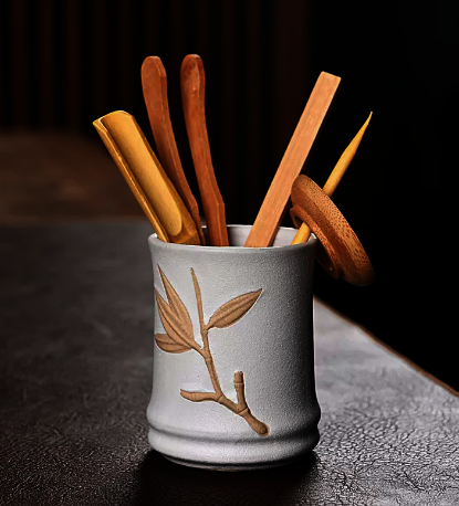 Hot Selling Ceramic Tea Set Accessories Tea Ceremony Nanzhu Six Gentlemen Set (Bamboo Tube White)
