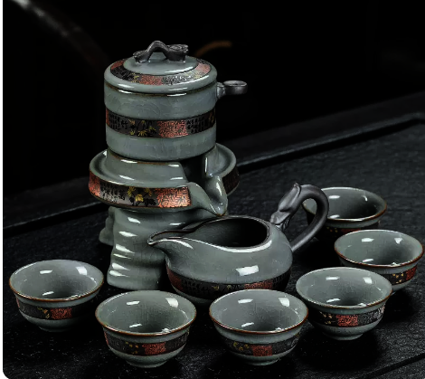 Popular ceramic lazy tea set automatic tea set 6 small cups set (Ge Yao Ruyi)