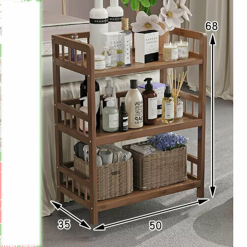 Popular wooden storage rack (3-layer undrawn [brown] length 50)
